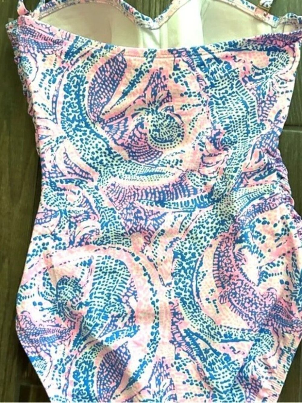 Lilly Pulitzer Flamenco one piece swimsuit Size 8 Coastal Blue Maybe Gator bra - Picture 5 of 5